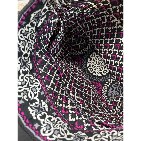 Vera Bradley Quilted Tote Bag Black Pink Gray Damask Pattern Large Shoulder Bag - Picture 11 of 11